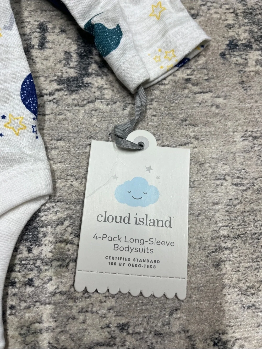 Cloud Island Space Rocket & Moon Print Long-Sleeve Onesies